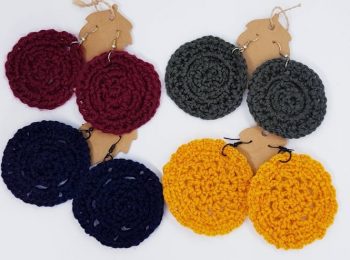 crocheted round earrings